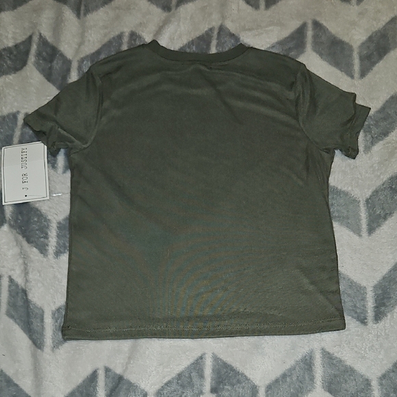 J for Justify Kid Olive Green Butterfly Silver Rhinestone Design T-Shirt L (14) - Picture 3 of 6